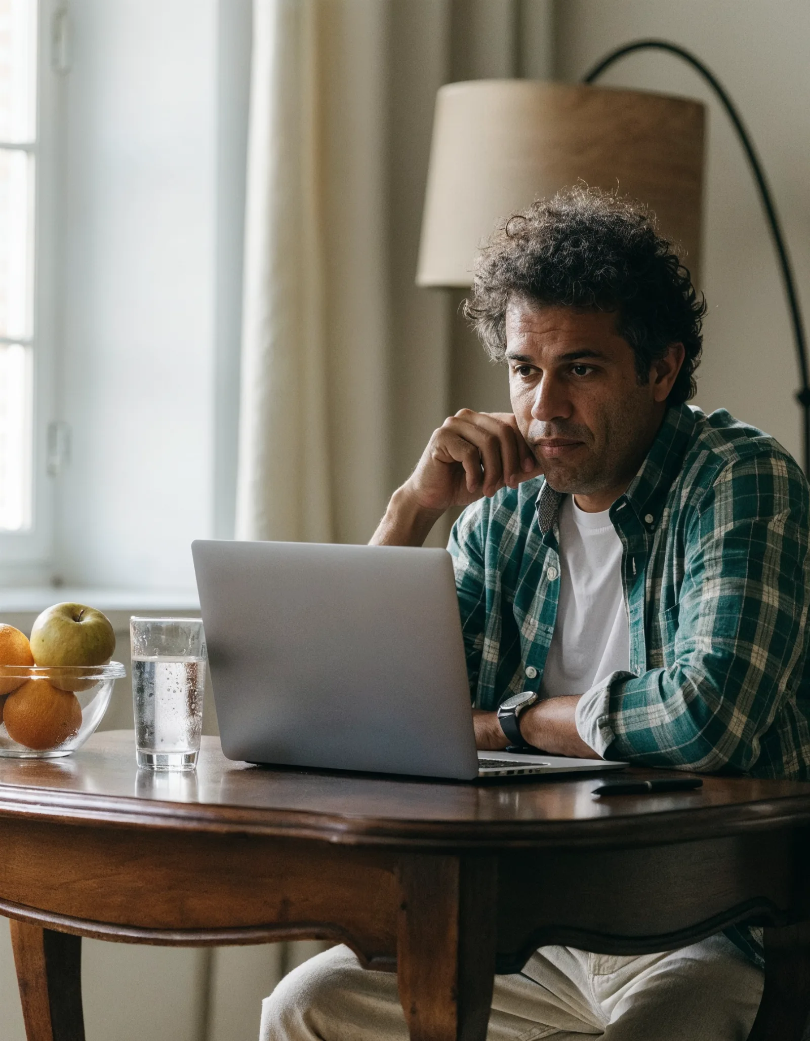 Google Search Console para PMEs: dono de empresa analisando dados de SEO no laptop