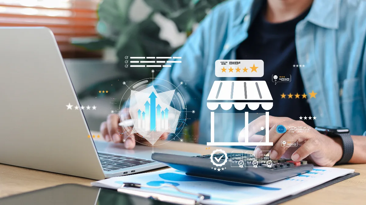 Google Search Console: empresário analisando dados de desempenho do site no computador