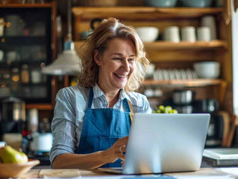 Conteúdo citável por IA: dono de pequena empresa pesquisando como aparecer no ChatGPT