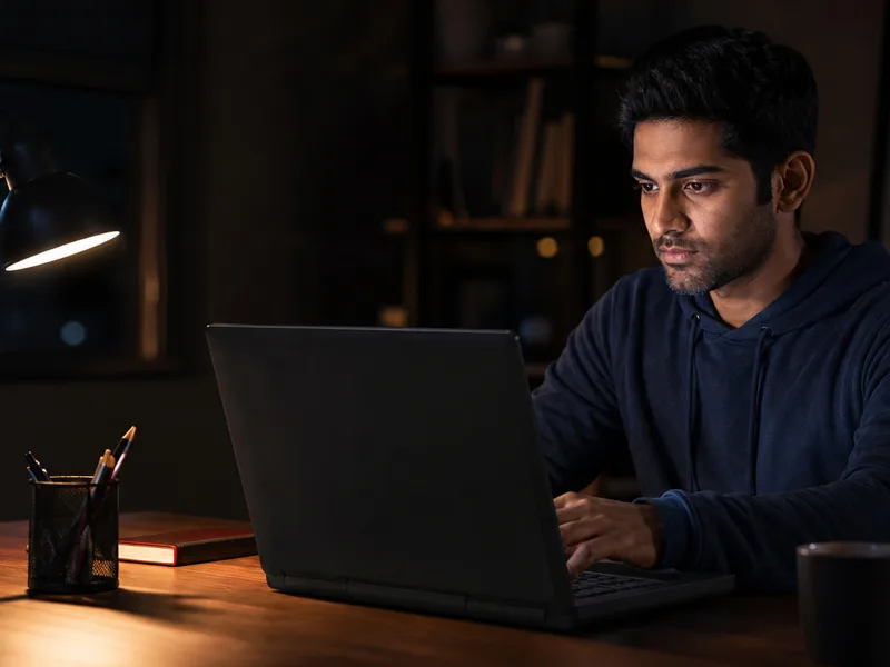 Dados estruturados para pequenas empresas: dono de negócio configurando site no laptop