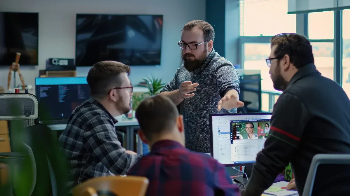 Agência de criação de sites: equipe discutindo estratégia digital para cliente
