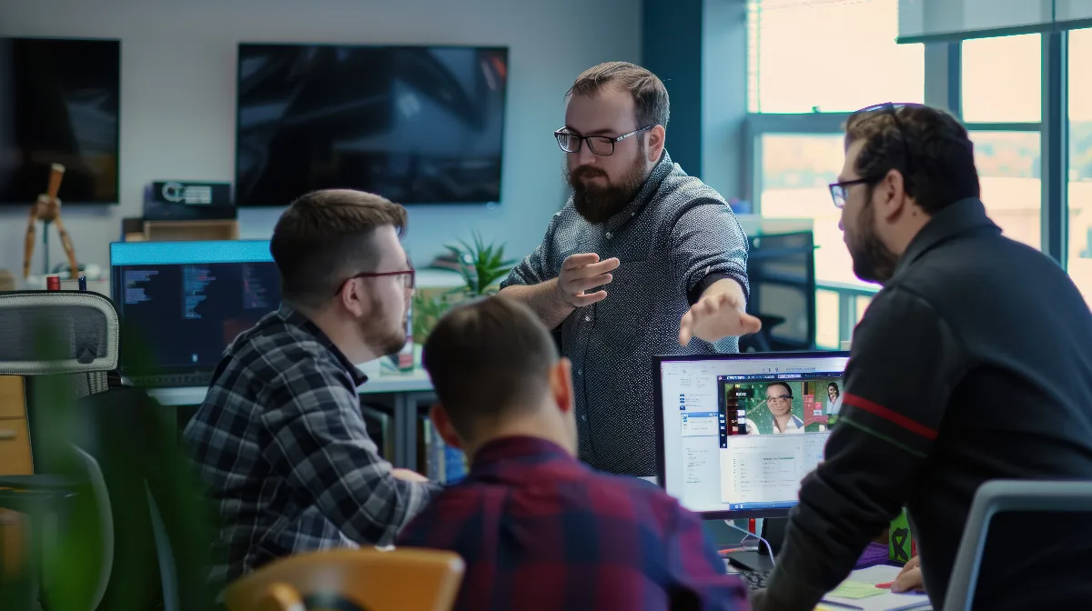 Agência de criação de sites: equipe discutindo estratégia digital para cliente